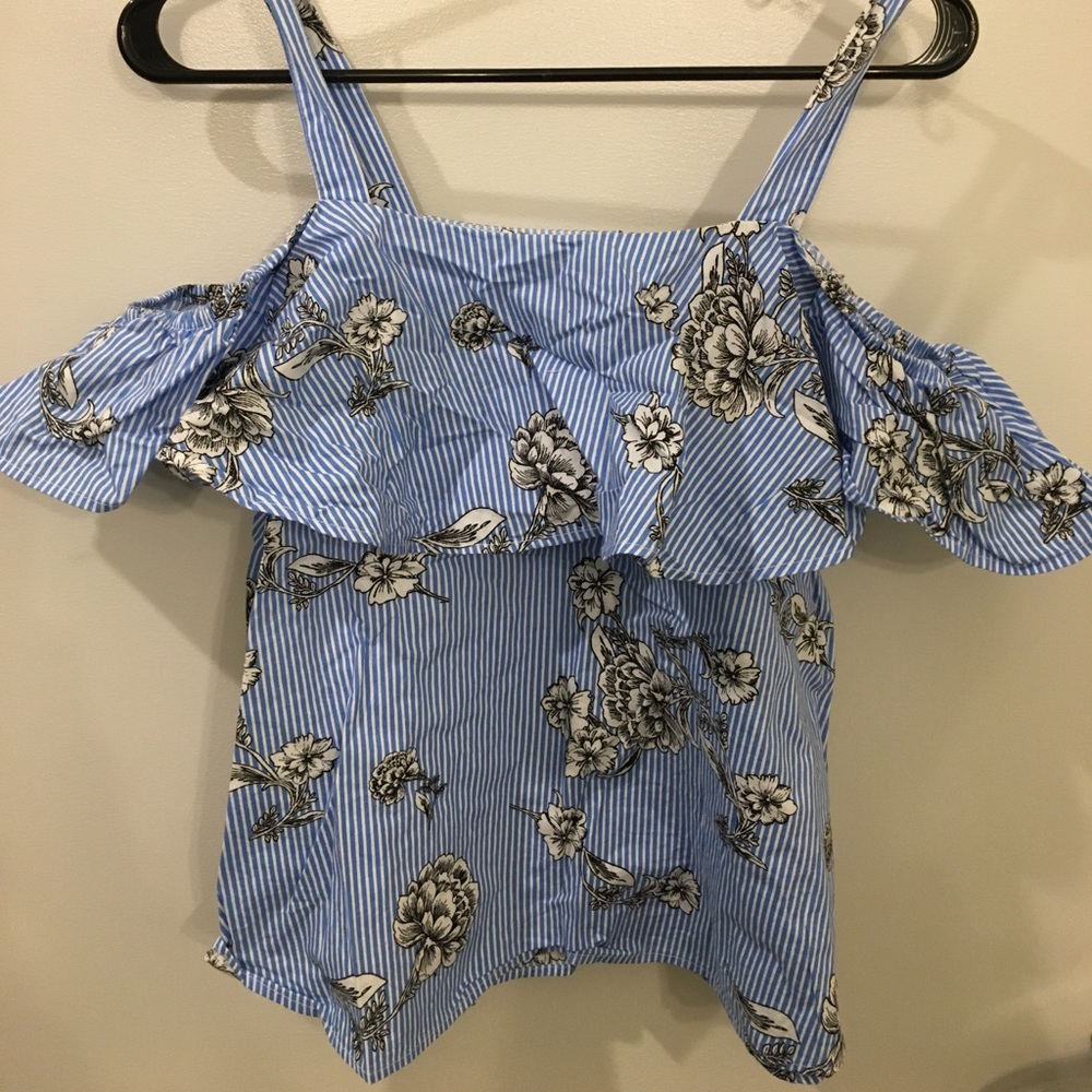 Blue and White off the shoulder top